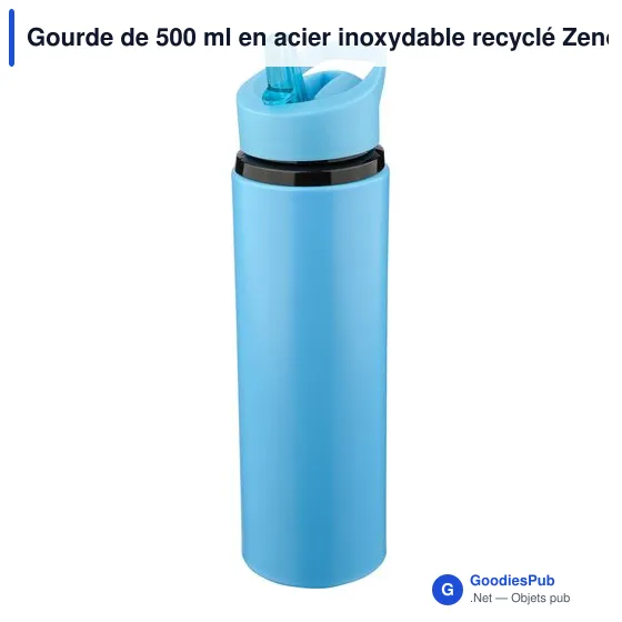 Gourde de 500 ml en acier inoxydable recyclé Zeno - Image 41
