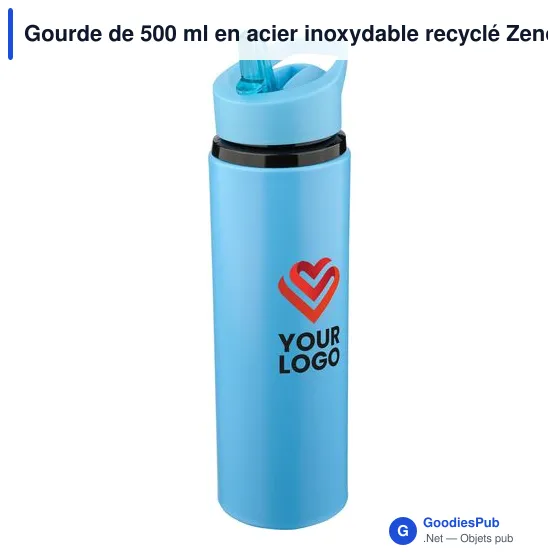 Gourde de 500 ml en acier inoxydable recyclé Zeno - Image 42