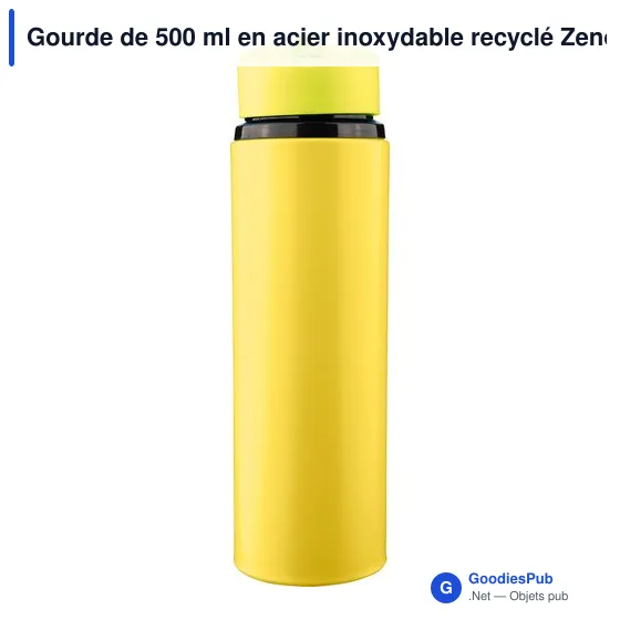 Gourde de 500 ml en acier inoxydable recyclé Zeno - Image 53