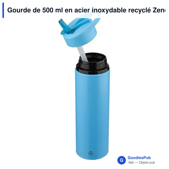 Gourde de 500 ml en acier inoxydable recyclé Zeno - Image 60