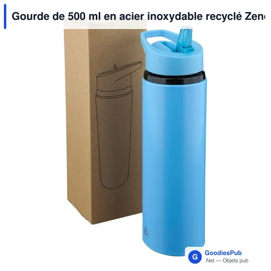 Gourde de 500 ml en acier inoxydable recyclé Zeno - Image 62