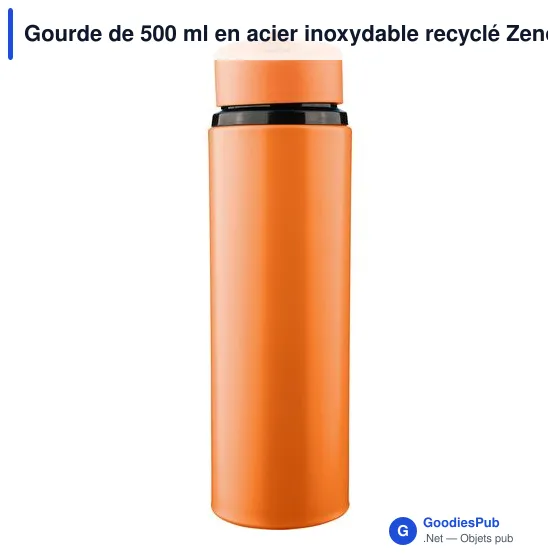Gourde de 500 ml en acier inoxydable recyclé Zeno - Image 66