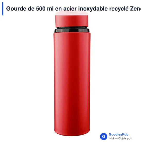 Gourde de 500 ml en acier inoxydable recyclé Zeno - Image 79