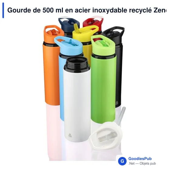 Gourde de 500 ml en acier inoxydable recyclé Zeno - Image 9