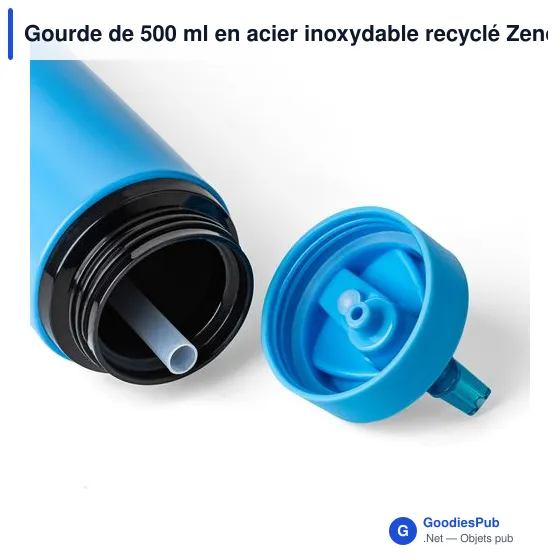 Gourde de 500 ml en acier inoxydable recyclé Zeno - Image 83