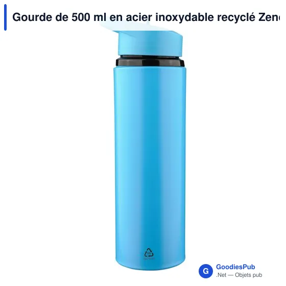 Gourde de 500 ml en acier inoxydable recyclé Zeno - Image 89