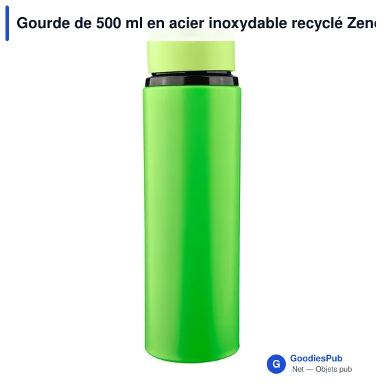 Gourde de 500 ml en acier inoxydable recyclé Zeno - Image 92