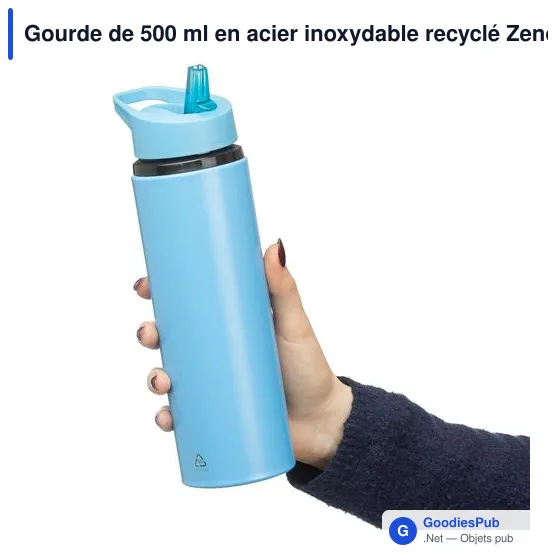 Gourde de 500 ml en acier inoxydable recyclé Zeno - Image 95