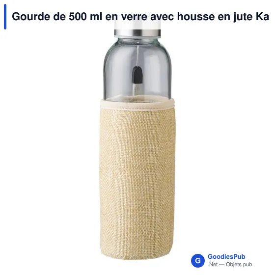 Gourde personnalisable en verre 500 ml avec housse en jute Kaydenceavec logo - Image 3