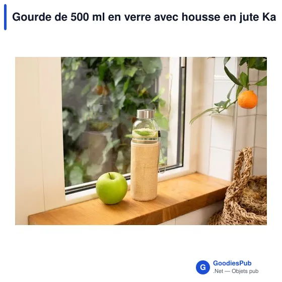 Gourde personnalisable en verre 500 ml avec housse en jute Kaydenceavec logo - Image 4