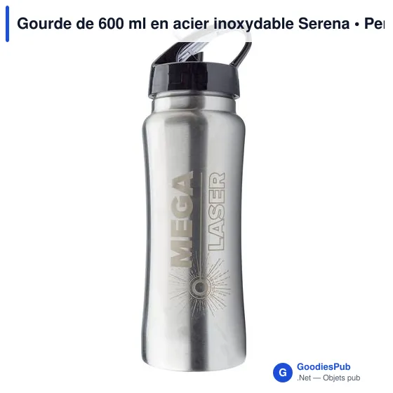 Gourde personnalisable en acier inoxydable 600 ml - Serenaavec logo - Image 2