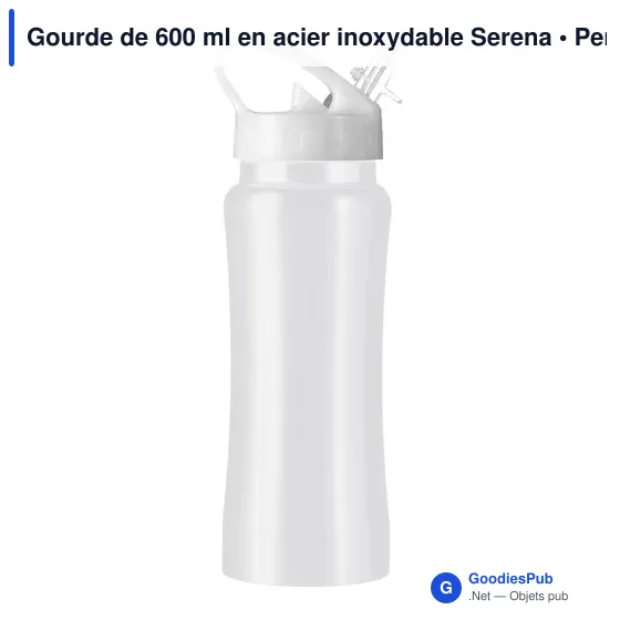 Gourde personnalisable en acier inoxydable 600 ml - Serenaavec logo - Image 5