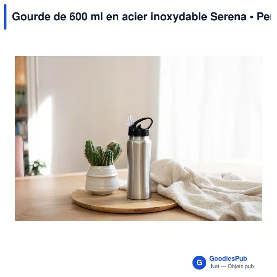 Gourde personnalisable en acier inoxydable 600 ml - Serenaavec logo - Image 8