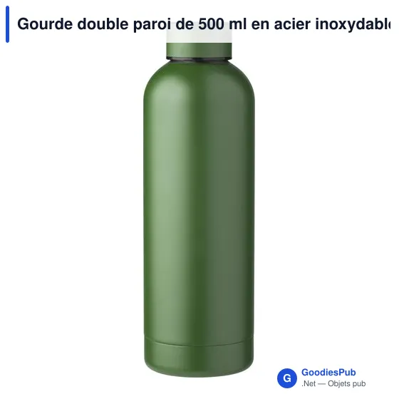 Gourde double paroi de 500 ml en acier inoxydable recyclé Isaih - Image 1