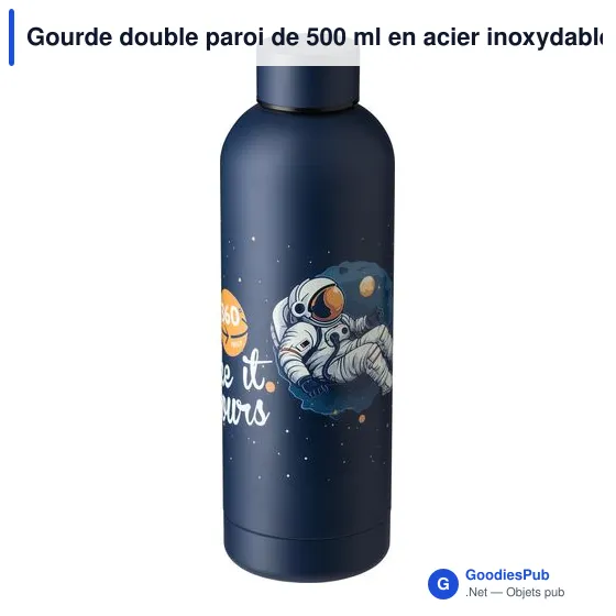 Gourde double paroi de 500 ml en acier inoxydable recyclé Isaih - Image 2
