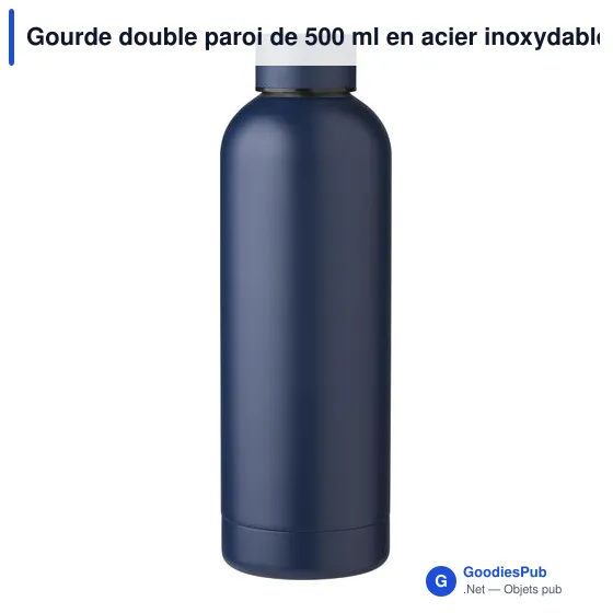 Gourde double paroi de 500 ml en acier inoxydable recyclé Isaih - Image 11