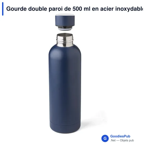 Gourde double paroi de 500 ml en acier inoxydable recyclé Isaih - Image 12