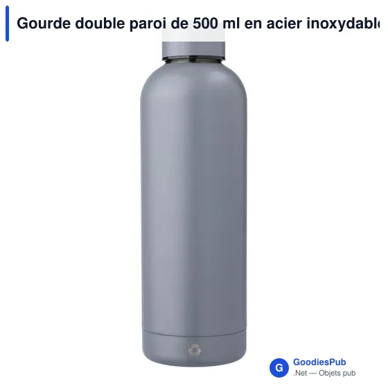 Gourde double paroi de 500 ml en acier inoxydable recyclé Isaih - Image 3