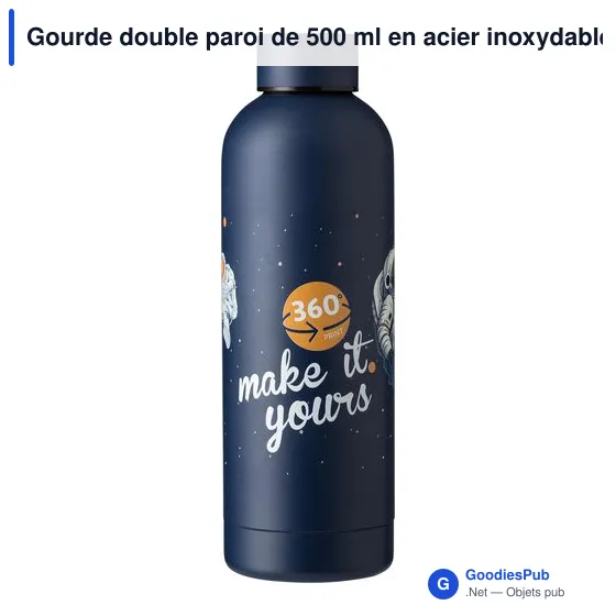 Gourde double paroi de 500 ml en acier inoxydable recyclé Isaih - Image 4