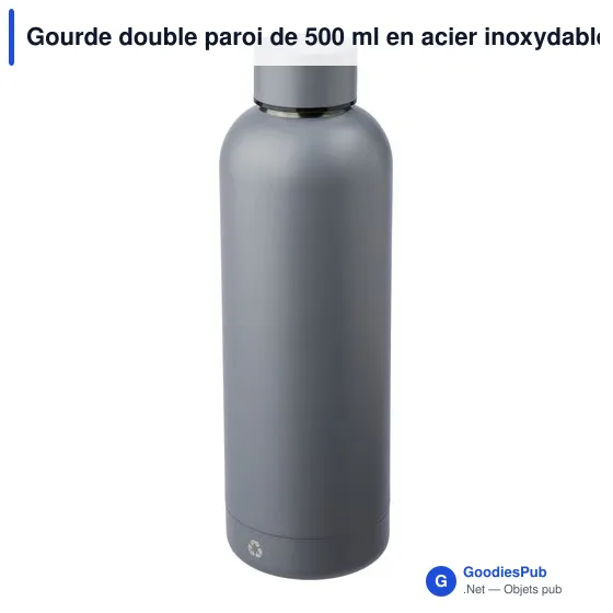 Gourde double paroi de 500 ml en acier inoxydable recyclé Isaih - Image 5