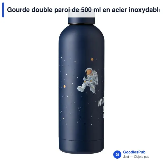 Gourde double paroi de 500 ml en acier inoxydable recyclé Isaih - Image 6