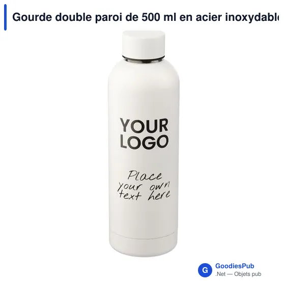 Gourde double paroi de 500 ml en acier inoxydable recyclé Isaih - Image 7