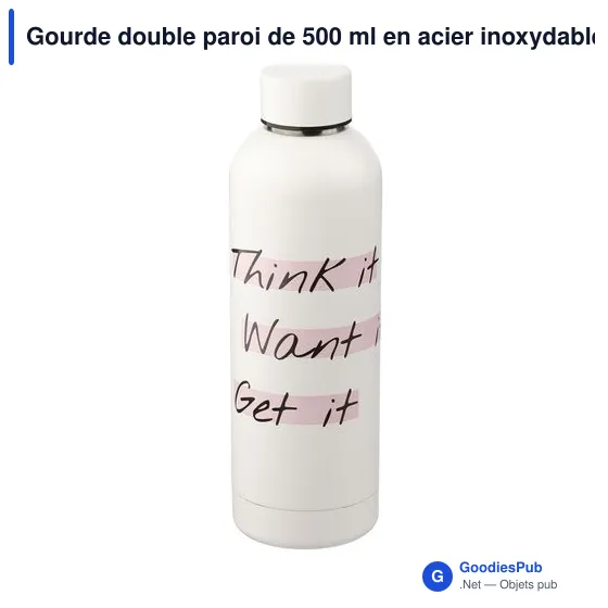 Gourde double paroi de 500 ml en acier inoxydable recyclé Isaih - Image 8