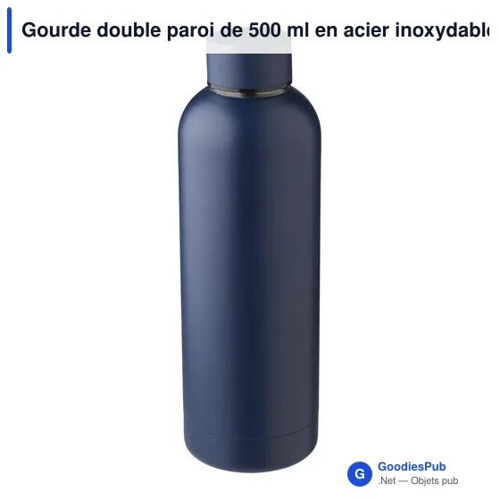 Gourde double paroi de 500 ml en acier inoxydable recyclé Isaih - Image 9
