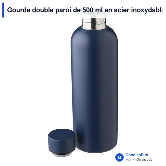 Gourde double paroi de 500 ml en acier inoxydable recyclé Isaih - Image 10