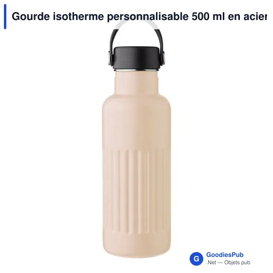 Gourde isotherme personnalisable 500 ml en acier inoxydable recyclé Lioravec logo - Image 1