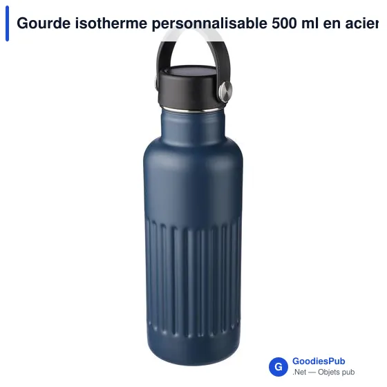 Gourde isotherme personnalisable 500 ml en acier inoxydable recyclé Lioravec logo - Image 2