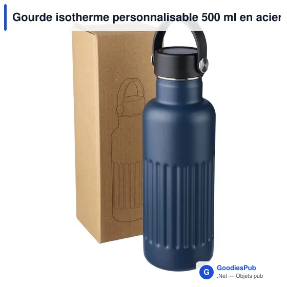 Gourde isotherme personnalisable 500 ml en acier inoxydable recyclé Lioravec logo - Image 11