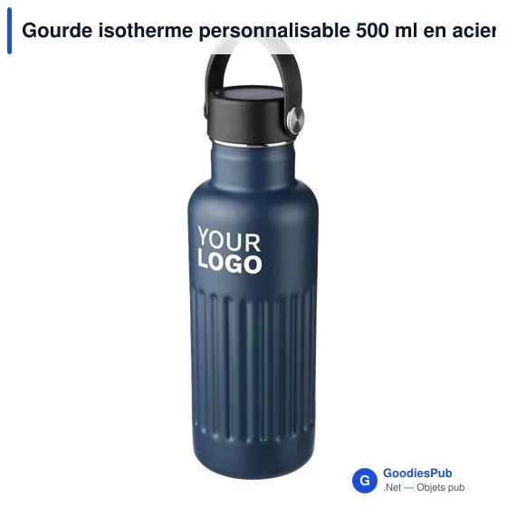Gourde isotherme personnalisable 500 ml en acier inoxydable recyclé Lioravec logo - Image 3