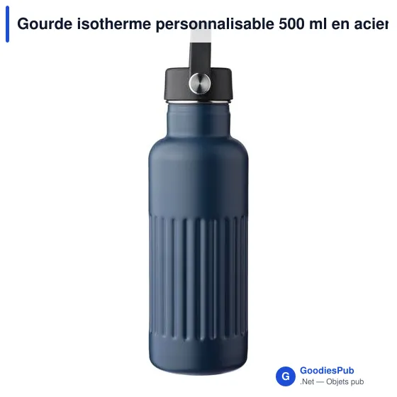 Gourde isotherme personnalisable 500 ml en acier inoxydable recyclé Lioravec logo - Image 4