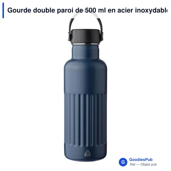 Gourde isotherme personnalisable 500 ml en acier inoxydable recyclé Lioravec logo - Image 6