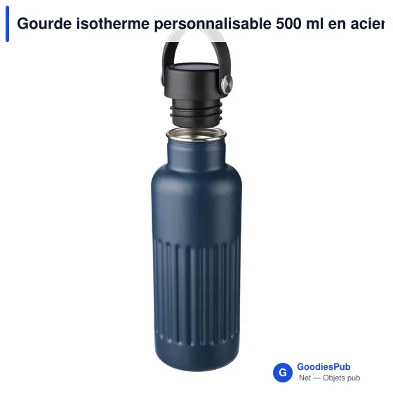 Gourde isotherme personnalisable 500 ml en acier inoxydable recyclé Lioravec logo - Image 7