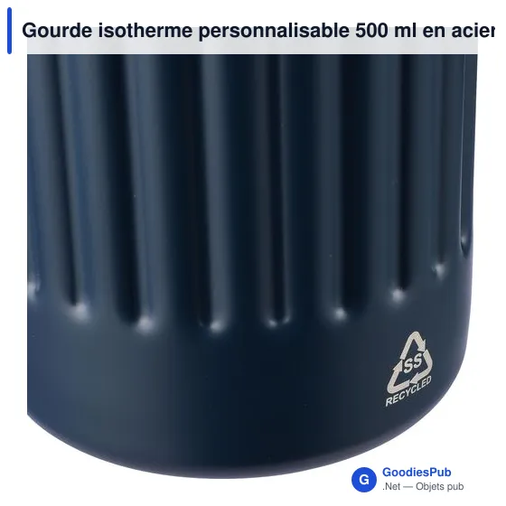 Gourde isotherme personnalisable 500 ml en acier inoxydable recyclé Lioravec logo - Image 10