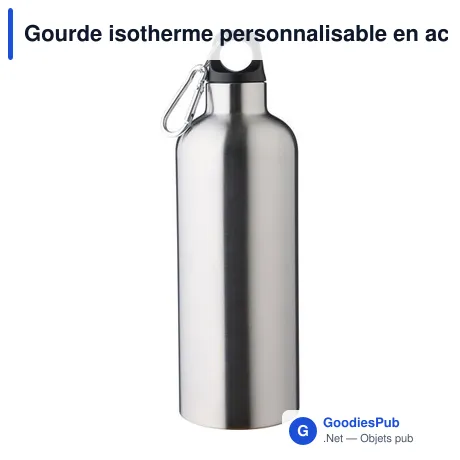 Gourde isotherme personnalisable en acier inoxydable recyclé - Lysandraavec logo