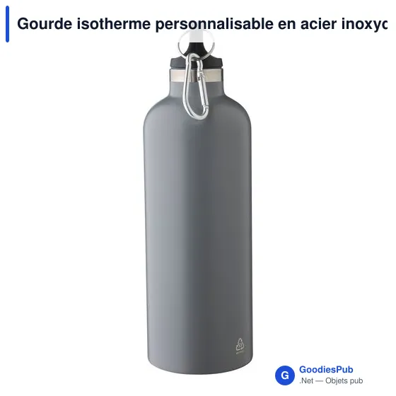 Gourde isotherme personnalisable en acier inoxydable recyclé - Lysandraavec logo - Image 12