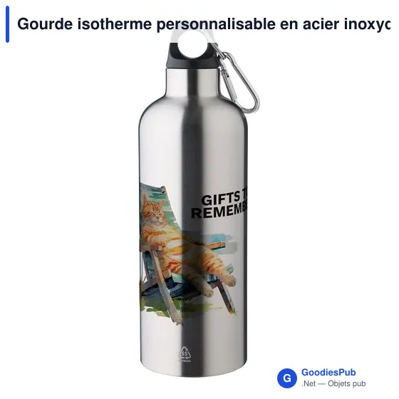 Gourde isotherme personnalisable en acier inoxydable recyclé - Lysandraavec logo - Image 8
