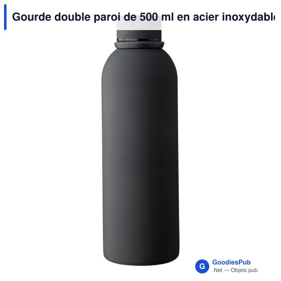 Gourde double paroi de 500 ml en acier inoxydable recyclé Sena - Image 1