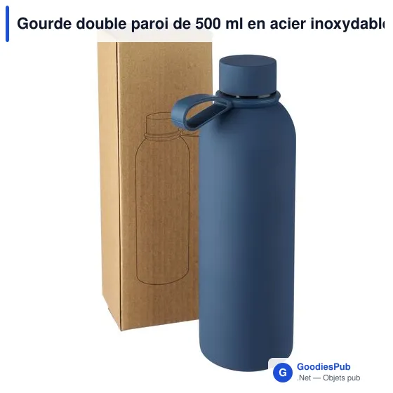 Gourde double paroi de 500 ml en acier inoxydable recyclé Sena - Image 12