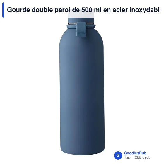 Gourde double paroi de 500 ml en acier inoxydable recyclé Sena - Image 4