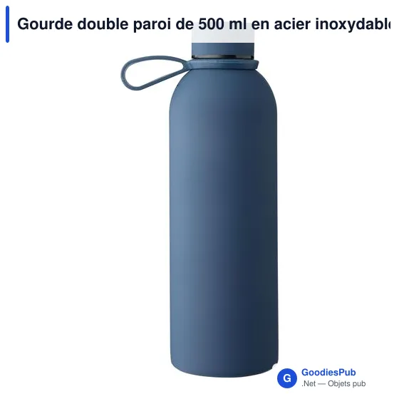 Gourde double paroi de 500 ml en acier inoxydable recyclé Sena - Image 5