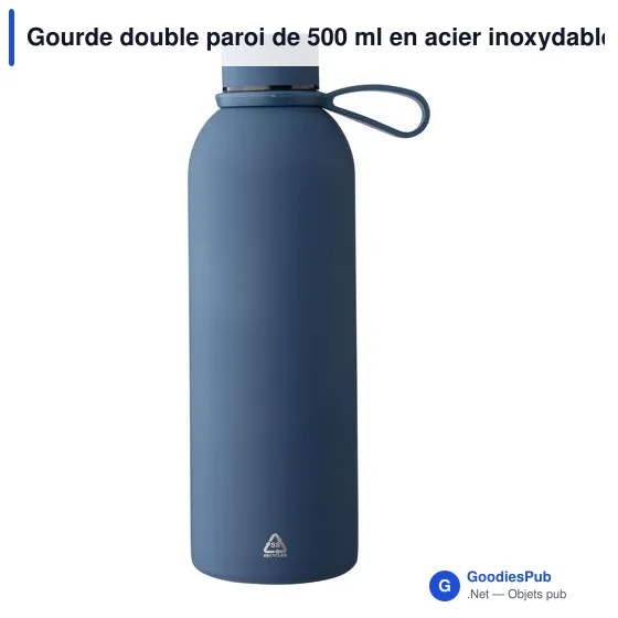 Gourde double paroi de 500 ml en acier inoxydable recyclé Sena - Image 6
