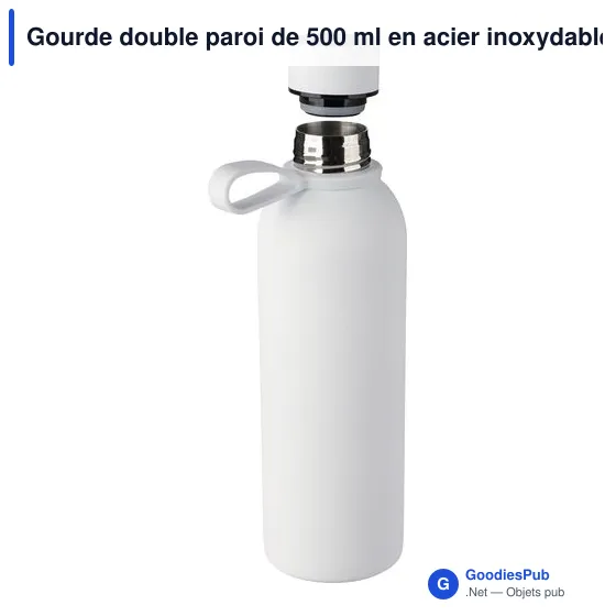 Gourde double paroi de 500 ml en acier inoxydable recyclé Sena - Image 7