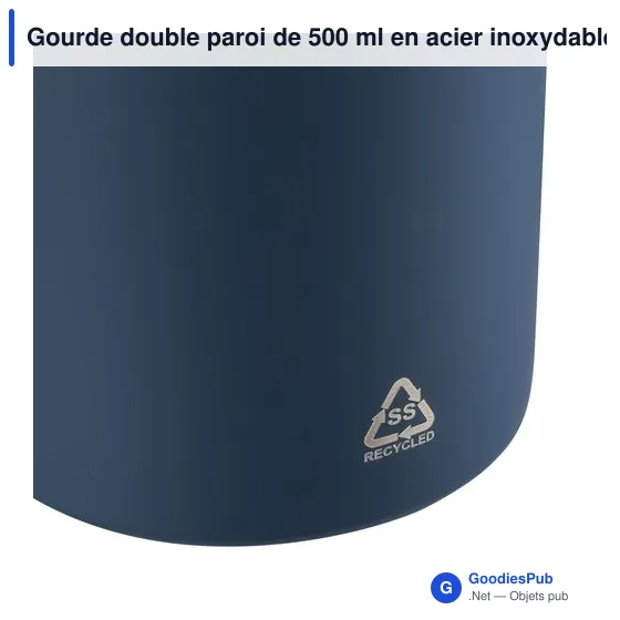 Gourde double paroi de 500 ml en acier inoxydable recyclé Sena - Image 9