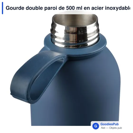 Gourde double paroi de 500 ml en acier inoxydable recyclé Sena - Image 10