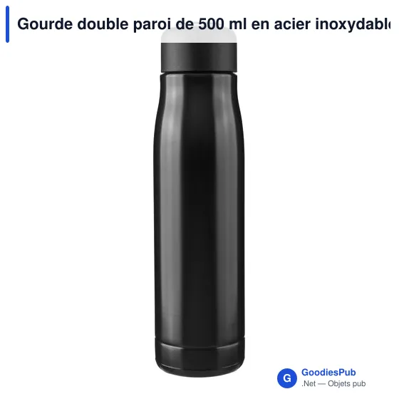Gourde double paroi de 500 ml en acier inoxydable recyclé Solene - Image 1
