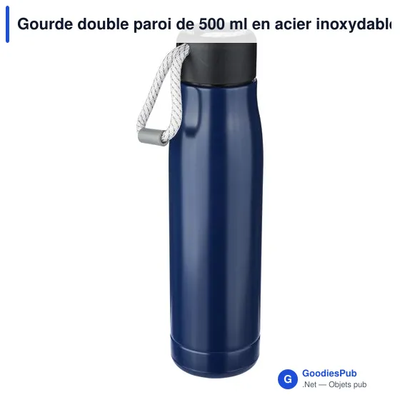 Gourde double paroi de 500 ml en acier inoxydable recyclé Solene - Image 2